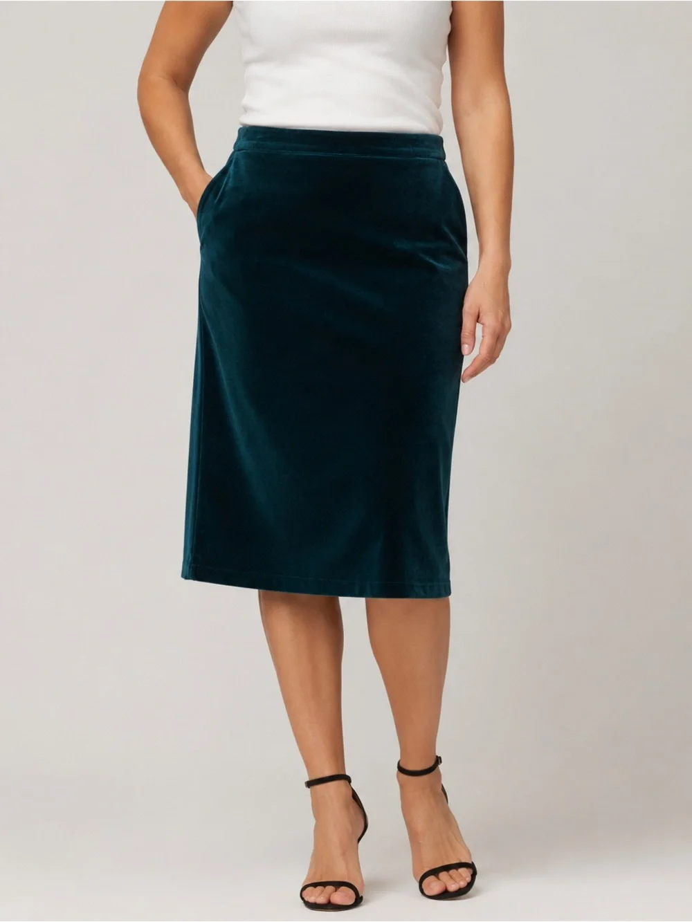 J.Crew Velvet Midi Skirt Green Size S